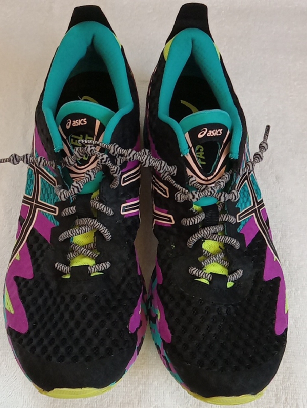 ASICS Gel Noosa TRI 12 Women's Black Sneakers with Teal, Purple & Lime Accents